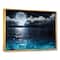 Designart - Romantic Full Moon Over Sea - Seascape Framed Canvas Art Print
